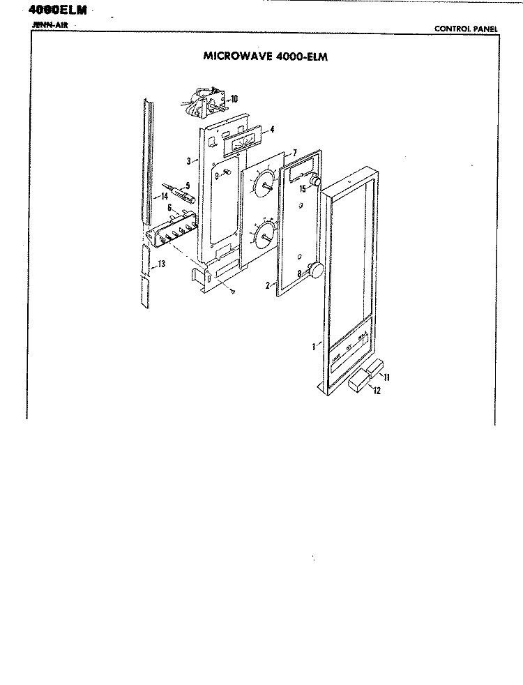 CONTROL PANEL Diagram and Parts List for 4001EMC  Jenn-Air Microwave
