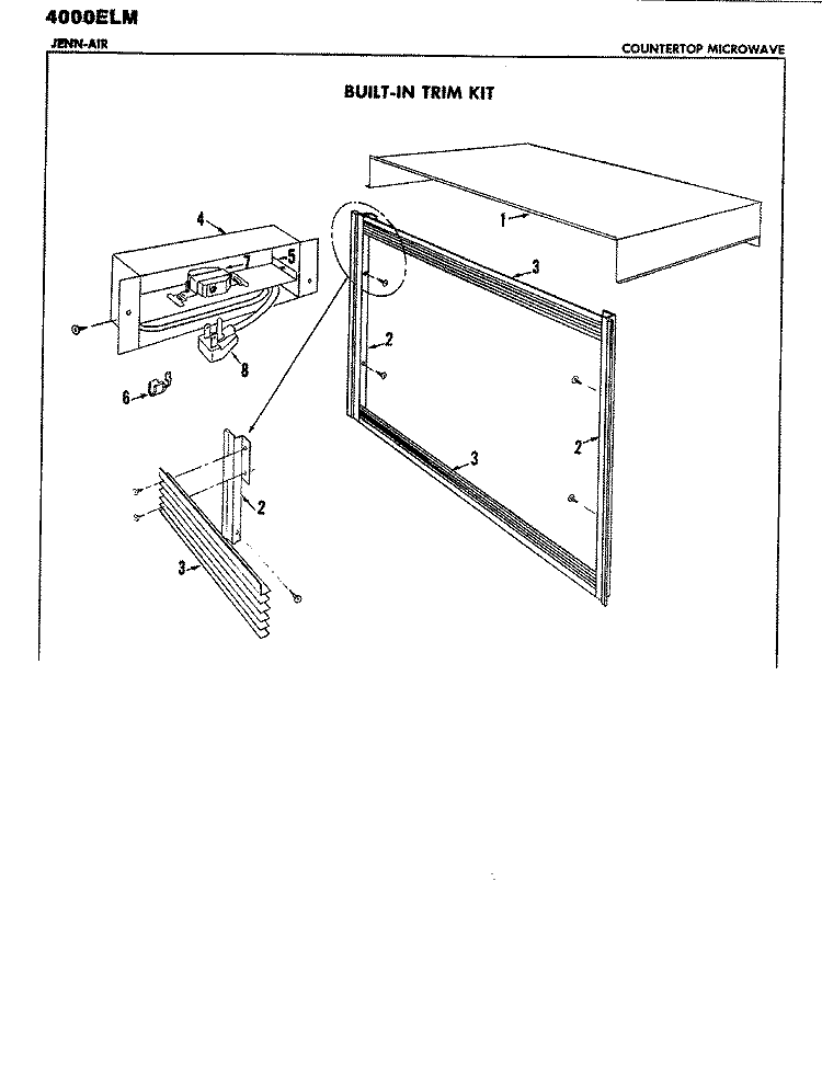 BUILT - IN TRIM KIT Diagram and Parts List for 4001EMC  Jenn-Air Microwave