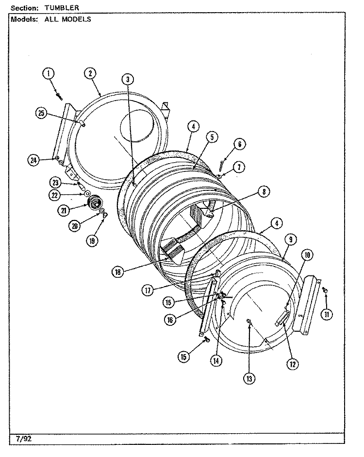 TUMBLER (LSG7800ABx) Diagram and Parts List for LSG7800ABE  Maytag Washer Dryer Combo