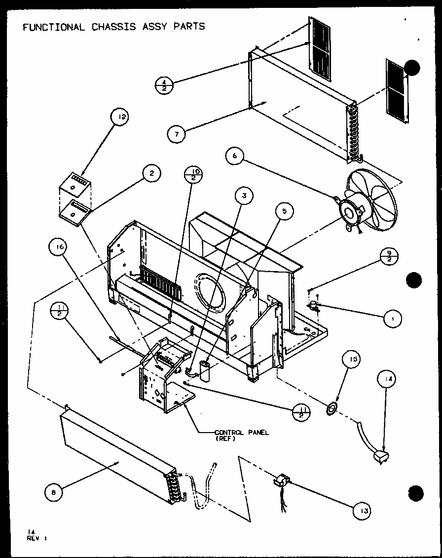 Functional Chassis Assy Parts (ptc07300e/p9999701r) (ptc07400e/p9806701r) (ptc07300ec/p9811701r) (ptc07400ec/p9872401r) Diagram and Parts List for PTC12400EC P9872429R Amana Air Conditioner