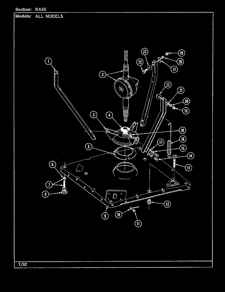 BASE Diagram and Parts List for LSE2700W  Jenn-Air Washer Dryer Combo