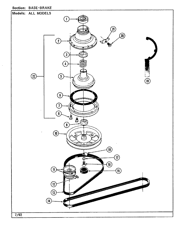 BASE ASSEMBLY Diagram and Parts List for LSE2700W  Jenn-Air Washer Dryer Combo