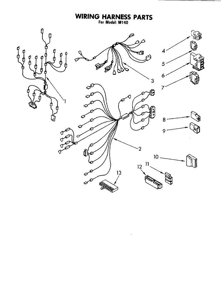 WIRING HARNESS Diagram and Parts List for M140  Jenn-Air Microwave