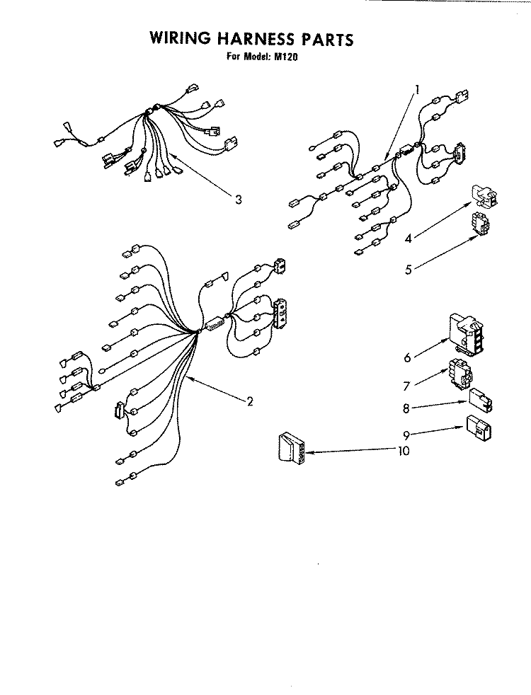 WIRING HARNESS Diagram and Parts List for M120  Jenn-Air Microwave