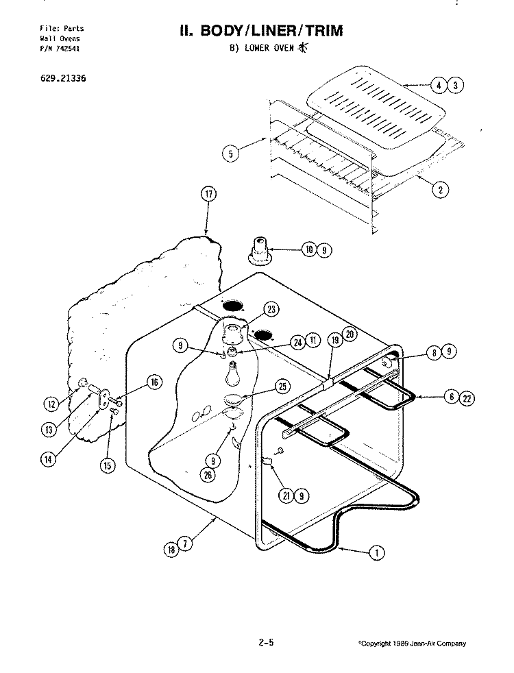 BODY Diagram and Parts List for 21336  Jenn-Air Microwave Oven Combo