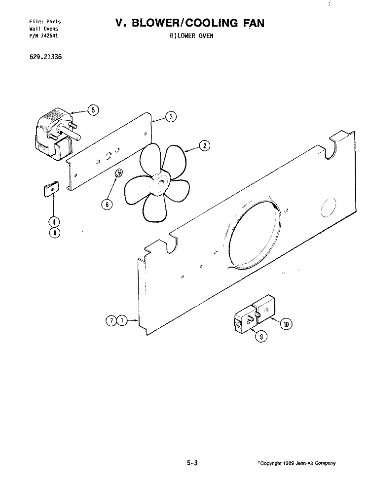 BLOWER MOTOR (COOLING - LOWER) Diagram and Parts List for 21336  Jenn-Air Microwave Oven Combo