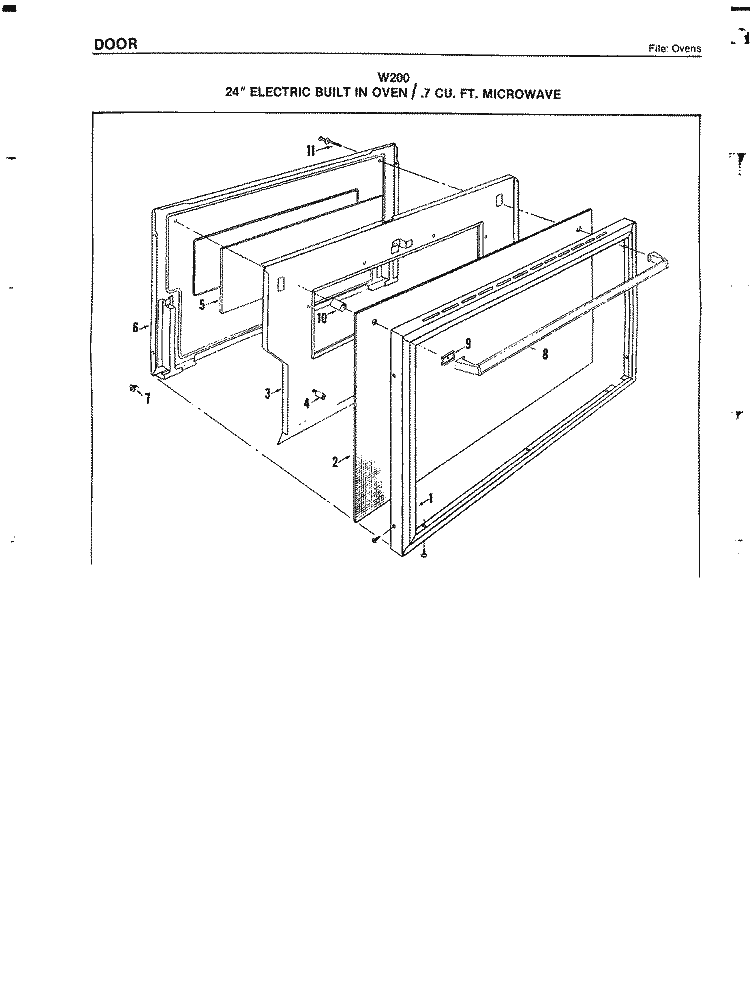 DOOR Diagram and Parts List for W200  Jenn-Air Microwave Oven Combo