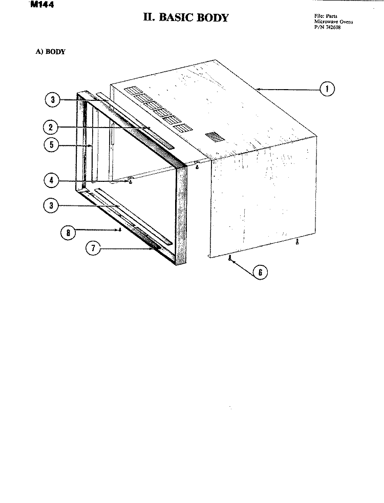 BODY Diagram and Parts List for M144  Jenn-Air Microwave