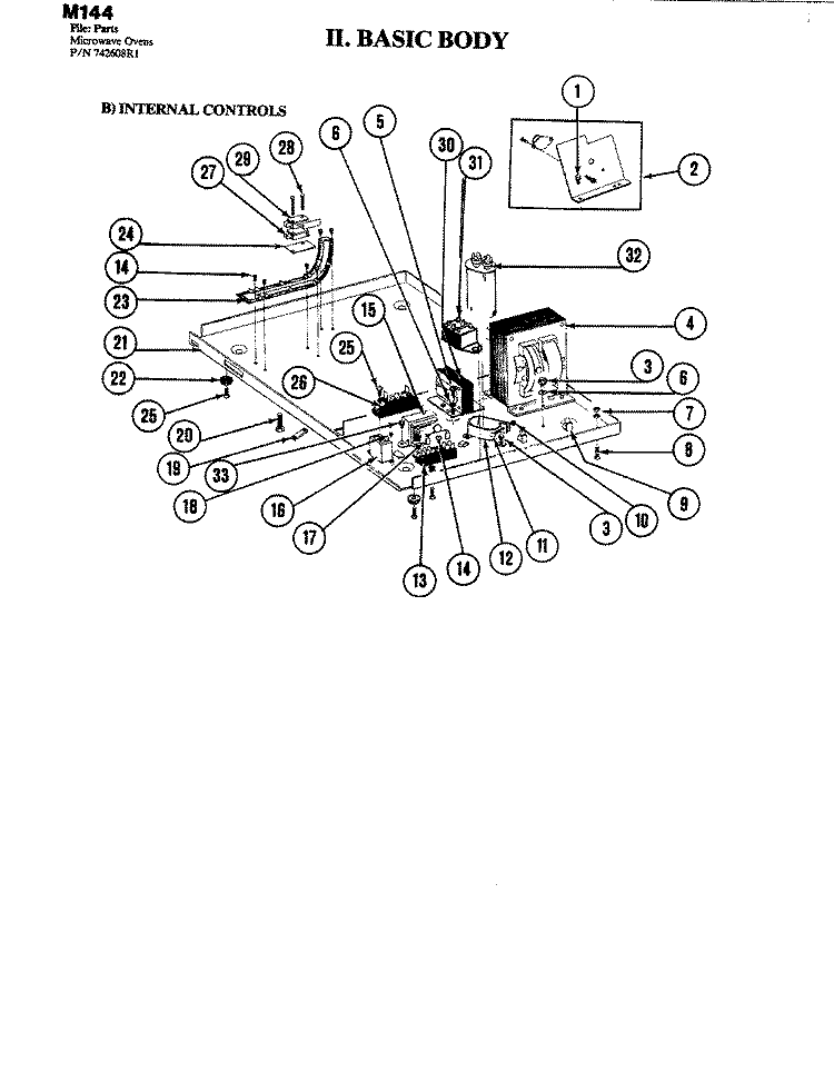 BODY Diagram and Parts List for M144  Jenn-Air Microwave
