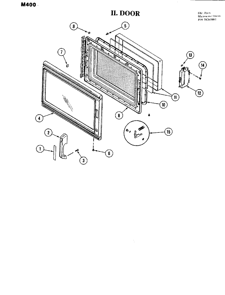DOOR Diagram and Parts List for M400  Jenn-Air Microwave Oven Combo
