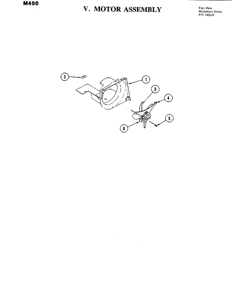 MOTOR ASSEMBLY Diagram and Parts List for M400  Jenn-Air Microwave Oven Combo