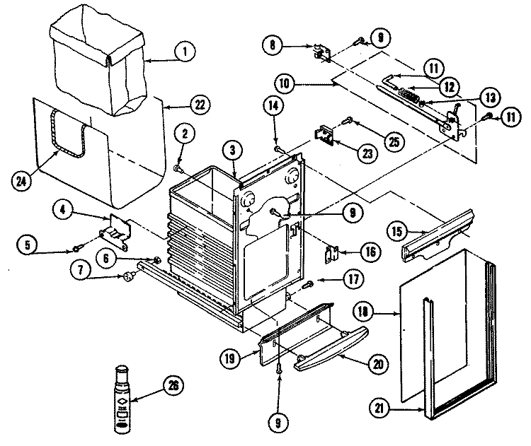 BODY (TC406) Diagram and Parts List for TC406  Jenn-Air Trash Compactor
