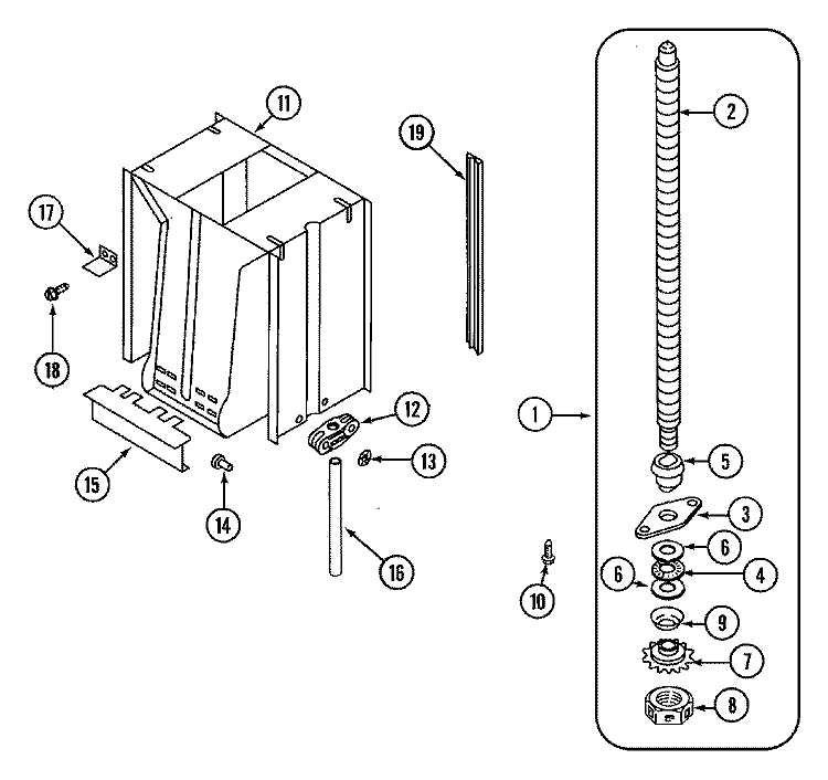 POWERSCREW & RAM Diagram and Parts List for TC407B  Jenn-Air Trash Compactor