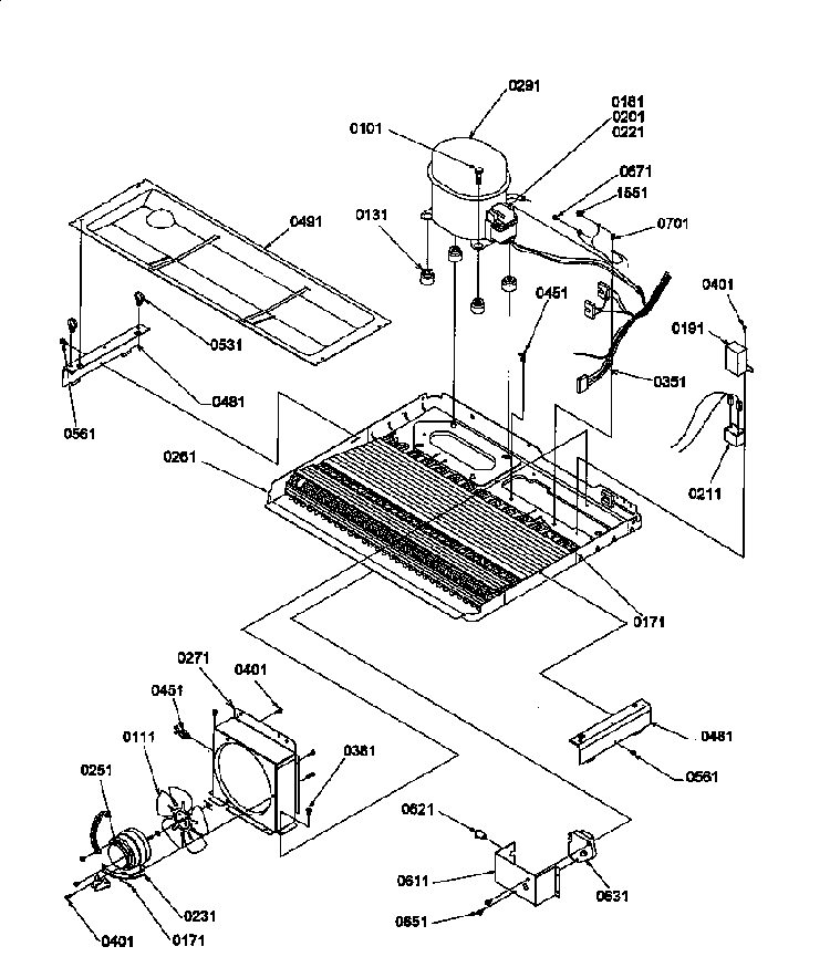 Machine Compartment Diagram and Parts List for SMD21TBW-P1193911WW  Amana Refrigerator