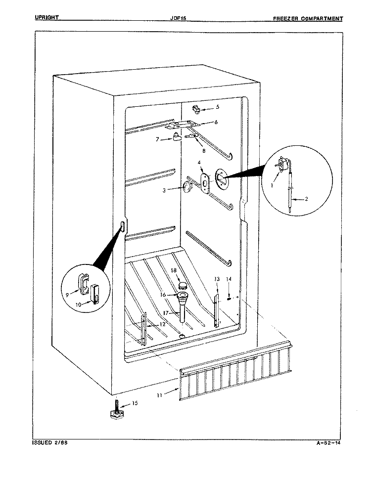 FREEZER COMPARTMENT Diagram and Parts List for JDF15  Jenn-Air Freezer