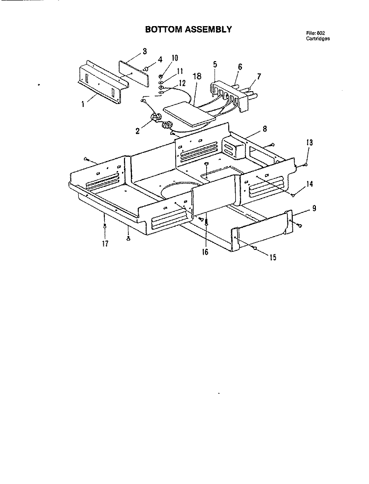 BOTTOM ASSEMBLY Diagram and Parts List for A130F  Jenn-Air Cooktop