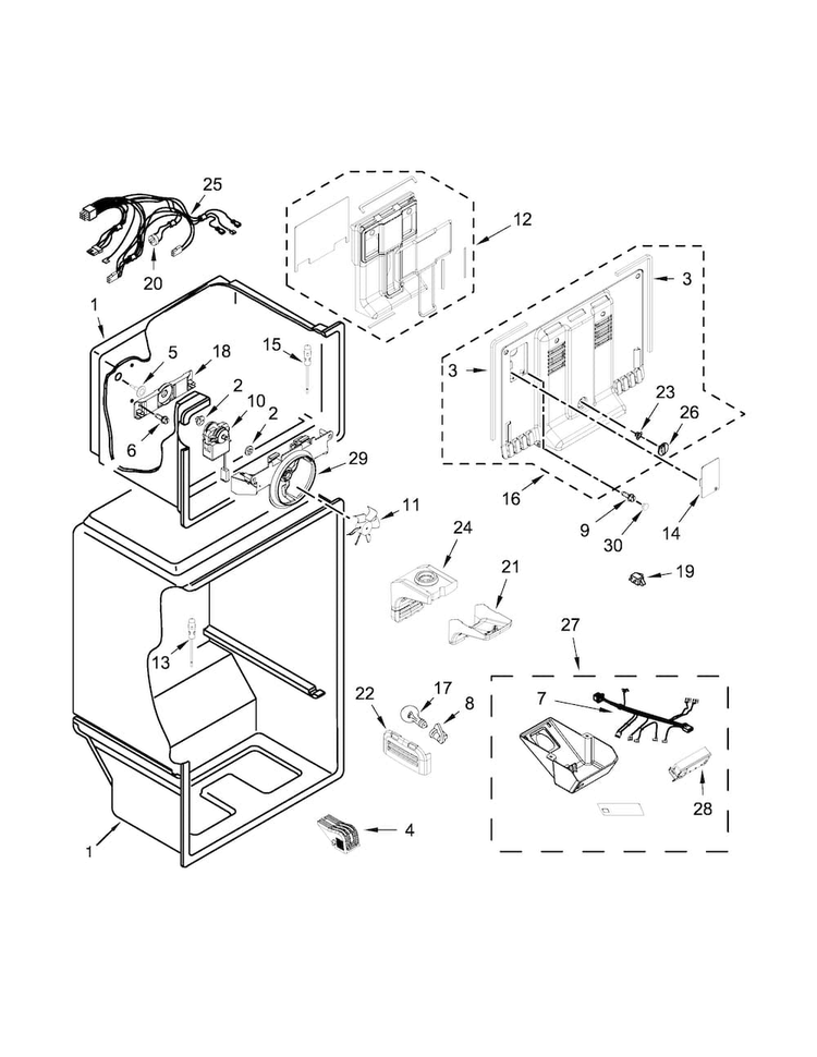 Liner Parts Diagram and Parts List for ART308FFDW01  Amana Refrigerator