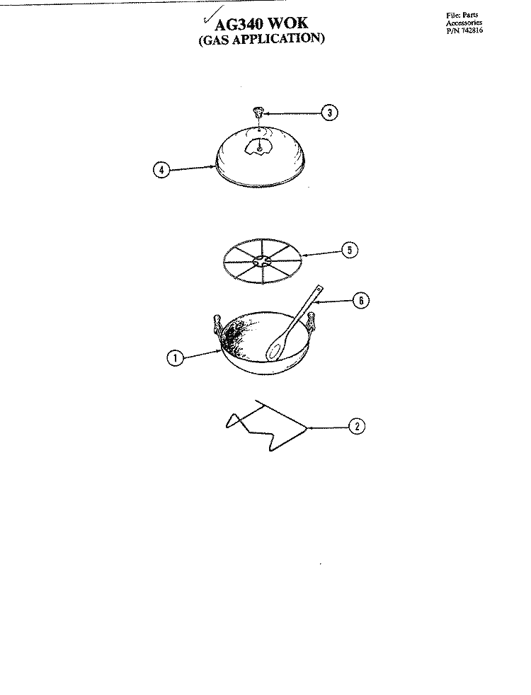 WOK (GAS) Diagram and Parts List for AG340  Jenn-Air Cooktop