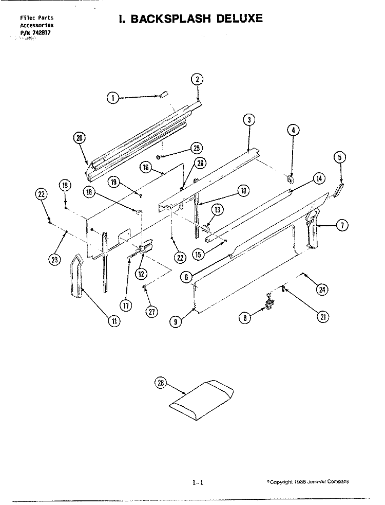 BACKSPLASH / DELUXE Diagram and Parts List for A519  Jenn-Air Wall Oven