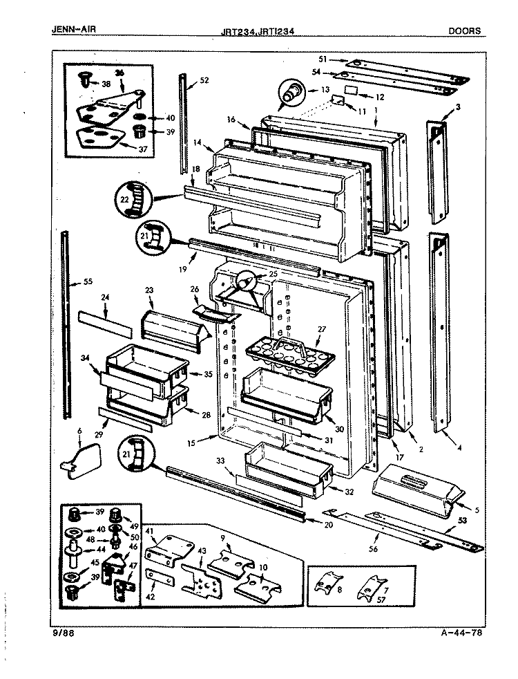 DOORS Diagram and Parts List for JRT234 7C55A Jenn-Air Refrigerator