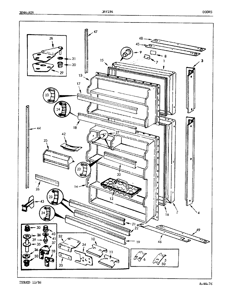 DOORS Diagram and Parts List for JRT194 7C53A Jenn-Air Refrigerator