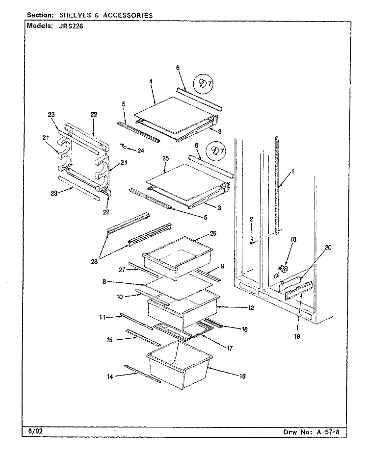SHELVES & ACCESSORIES Diagram and Parts List for JRS226 AQ21B Jenn-Air Refrigerator