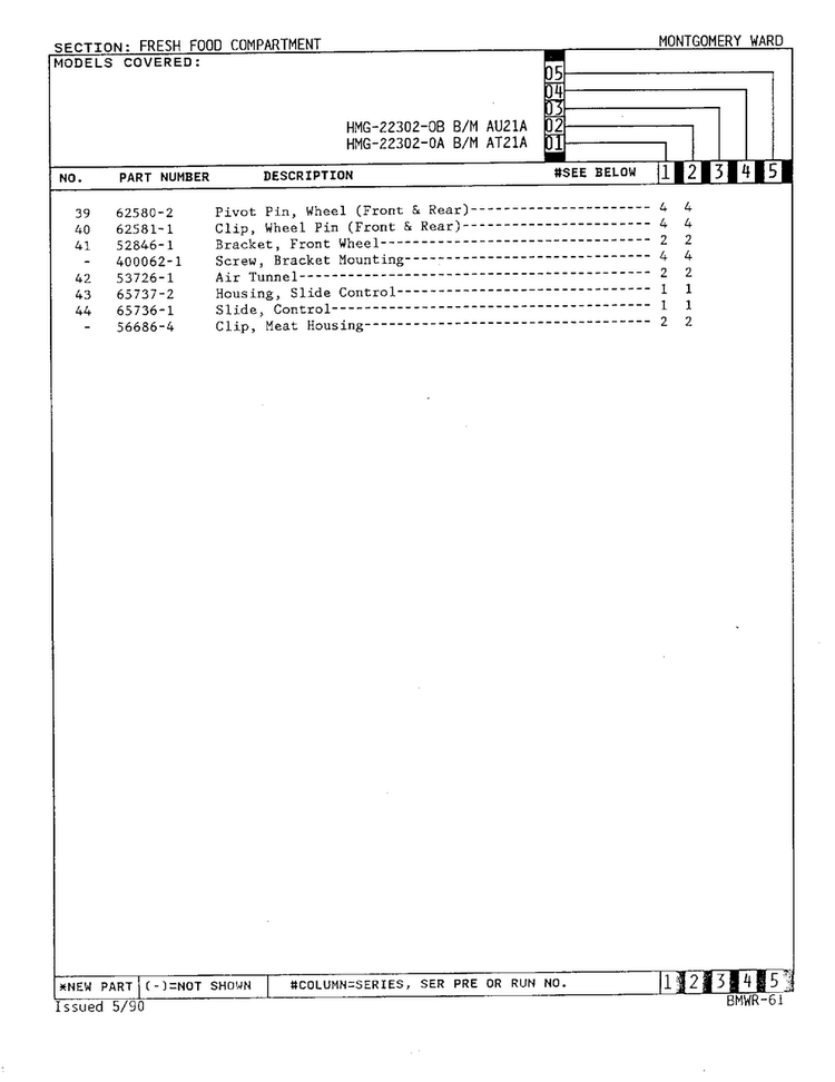 Fresh Food Compartment Page 3 Diagram and Parts List for 22302A  Admiral Refrigerator