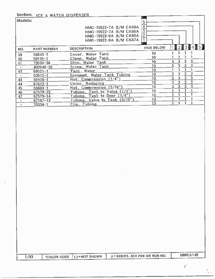 Ice & Water Dispenser Page 3 Diagram and Parts List for 19922-7A  Admiral Refrigerator