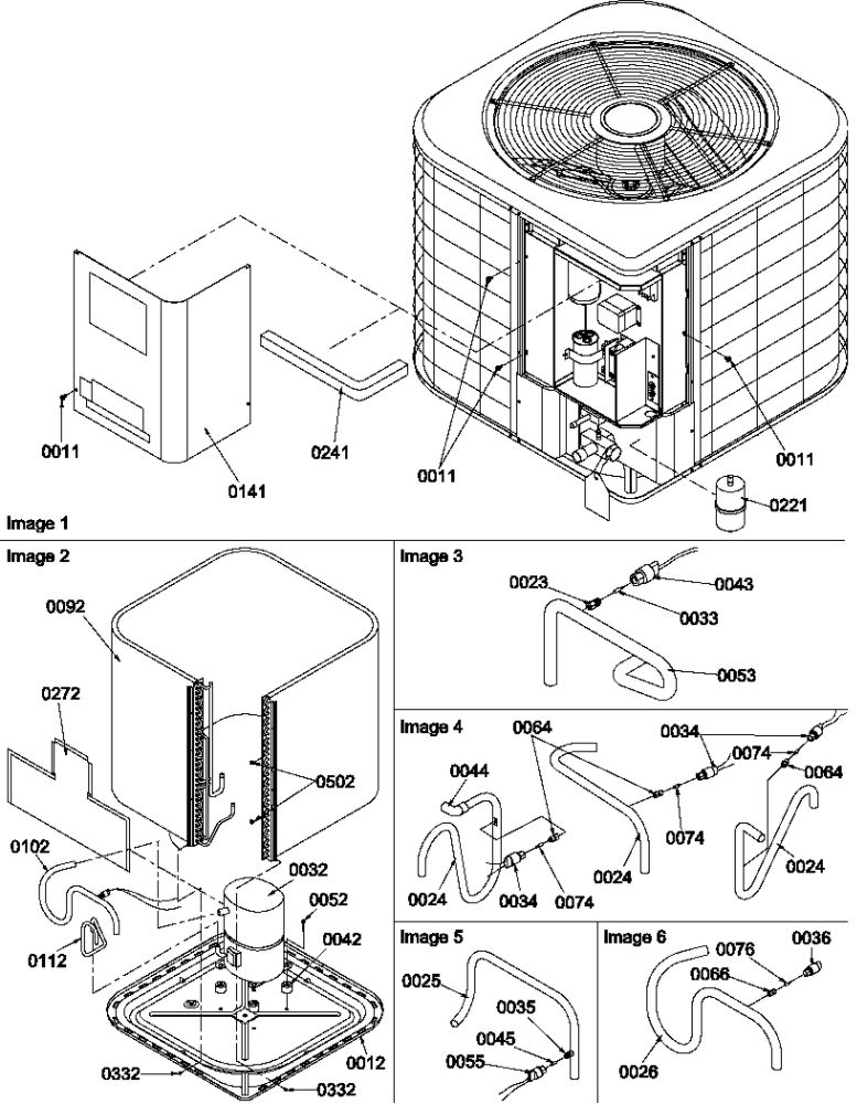 Control Cover/Compressor/Tubing Diagram and Parts List for RCC24A2B P1218502C Amana Air Conditioner