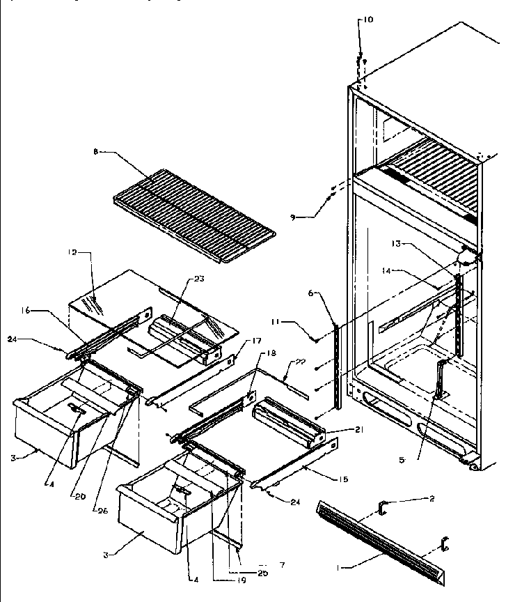 Cabinet Shelving Diagram and Parts List for TSI18A5W-P1188201WW  Amana Refrigerator
