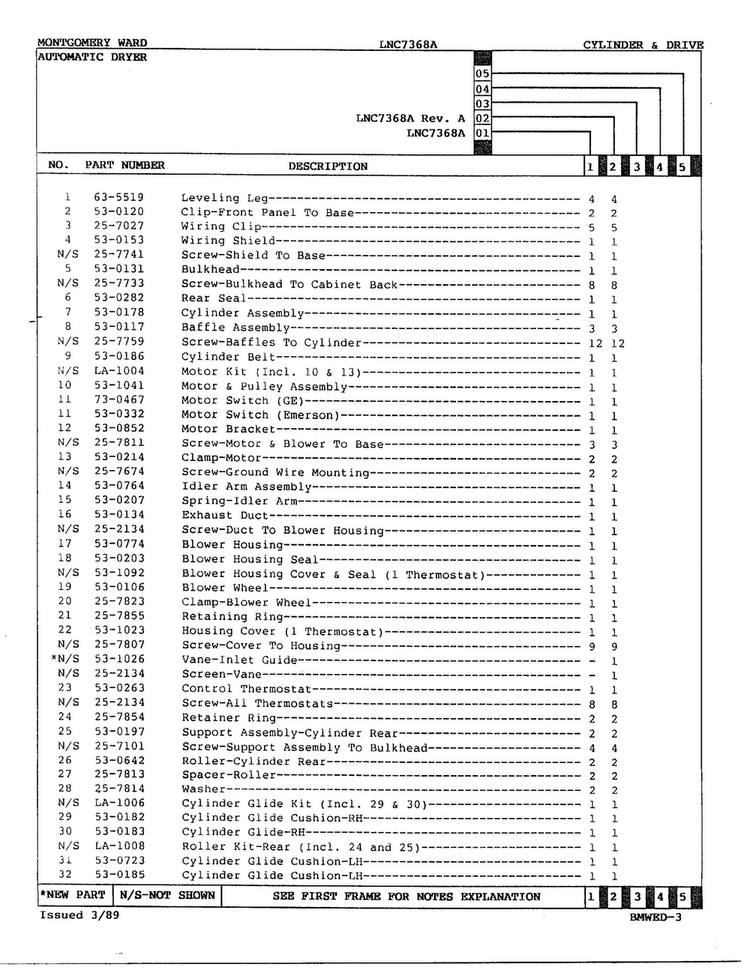 Cylinder And Drive Page 2 Diagram and Parts List for 7368A  Norge Dryer