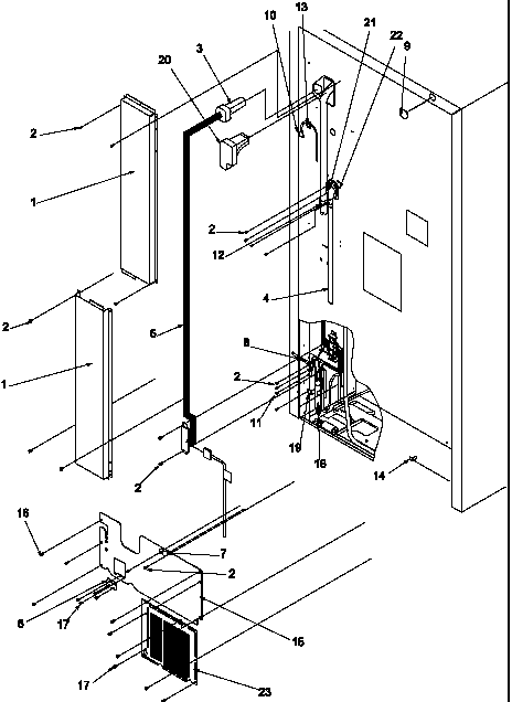 Cabinet Back Diagram and Parts List for GTA18B2L-P1192602WL  Amana Refrigerator