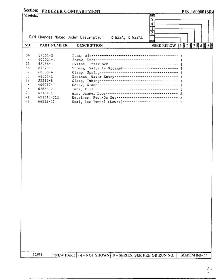 Freezer Compartment Page 3 Diagram and Parts List for 22752  Maytag Refrigerator