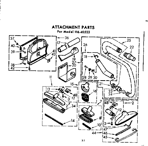 Attachment Parts Diagram and Parts List for 1164052291  Kenmore Central Vacuum