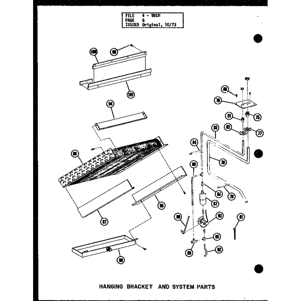 Hanging Bracket And System Parts Diagram and Parts List for VBCH35 P54882-8 Amana Air Conditioner