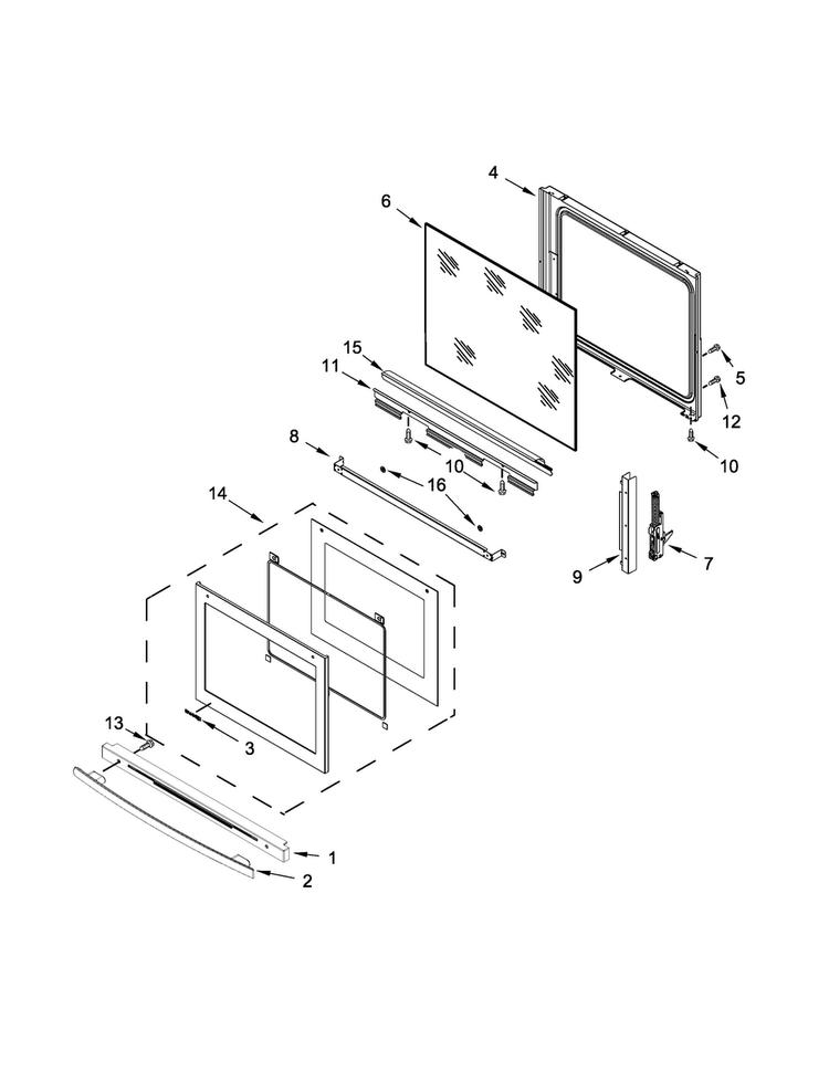Door Parts Diagram and Parts List for JIS1450CDS0  Jenn-Air Range
