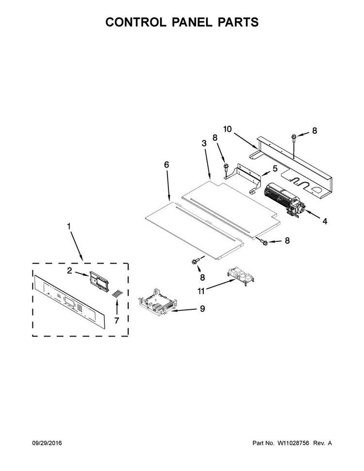 Control Panel Parts Diagram and Parts List for JMW2327WS02  Jenn-Air Microwave