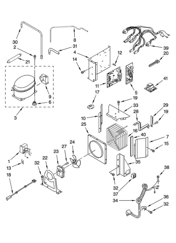Upper Unit Parts Diagram and Parts List for JS48SEDUDB01  Jenn-Air Refrigerator