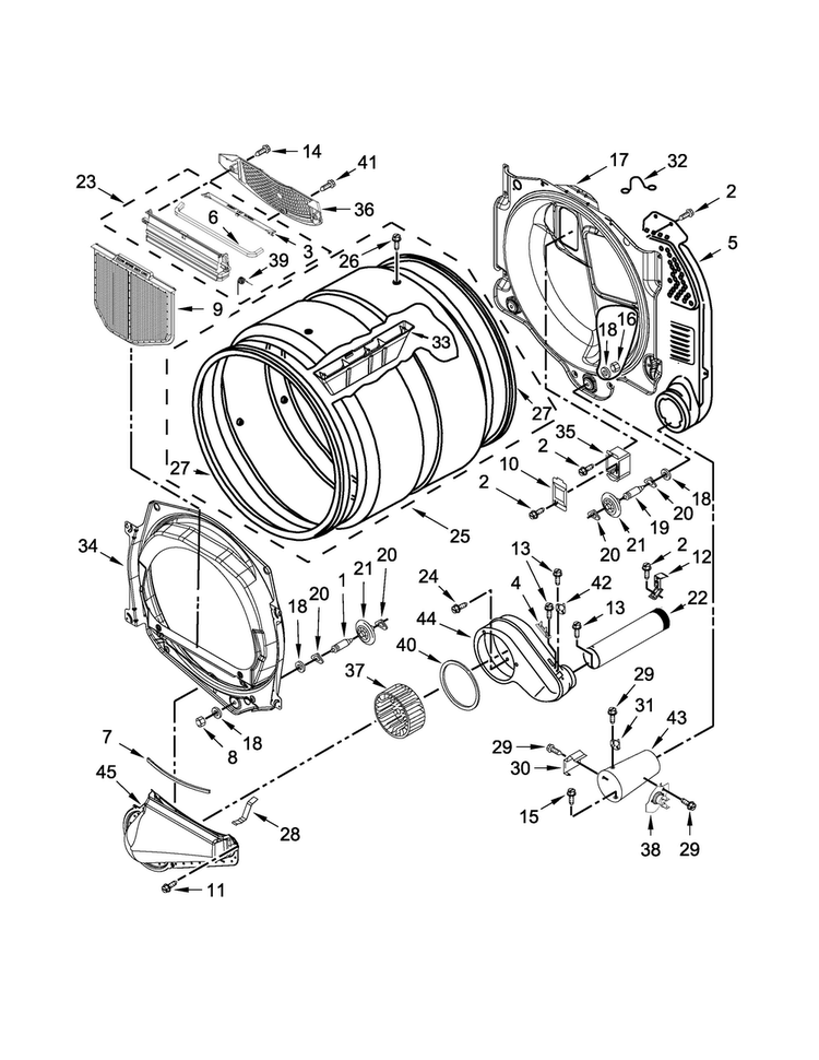 Bulkhead Parts Diagram and Parts List for MDG28PDCWW0  Maytag Dryer