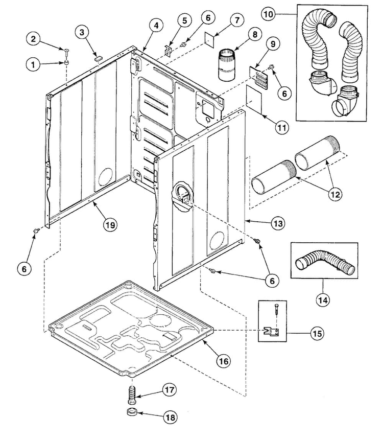 Cabinet Diagram and Parts List for SSE907QF1500  Speed Queen Dryer