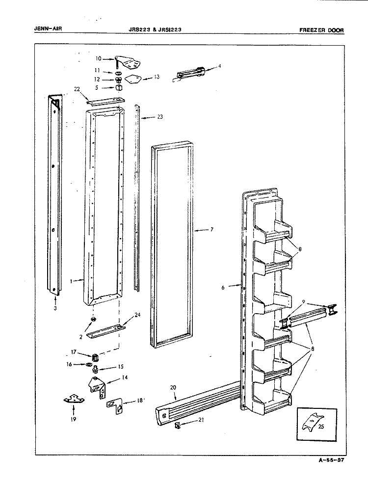 FREEZER DOOR Diagram and Parts List for JRS223 8N07A Jenn-Air Refrigerator