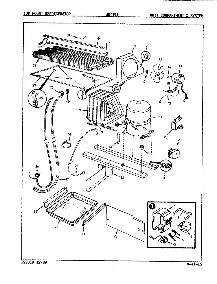 UNIT COMPARTMENT & SYSTEM Diagram and Parts List for JRT191 9C64B Jenn-Air Refrigerator