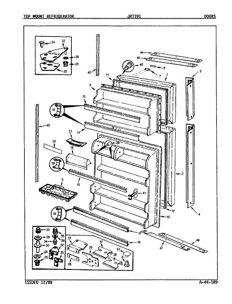 DOORS Diagram and Parts List for JRT191 9C64B Jenn-Air Refrigerator