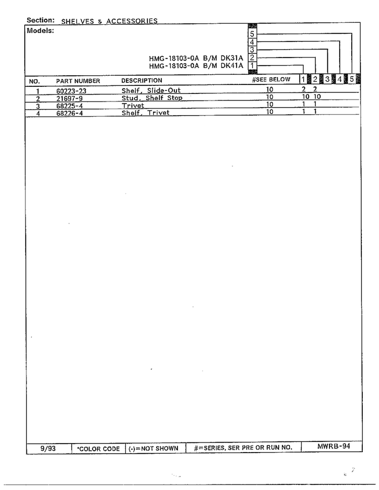 Shelves And Accessories Page 2 Diagram and Parts List for 18103-0A  Admiral Refrigerator