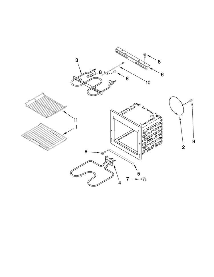 Internal Oven Parts Diagram and Parts List for JJW8530DDS28  Jenn-Air Wall Oven