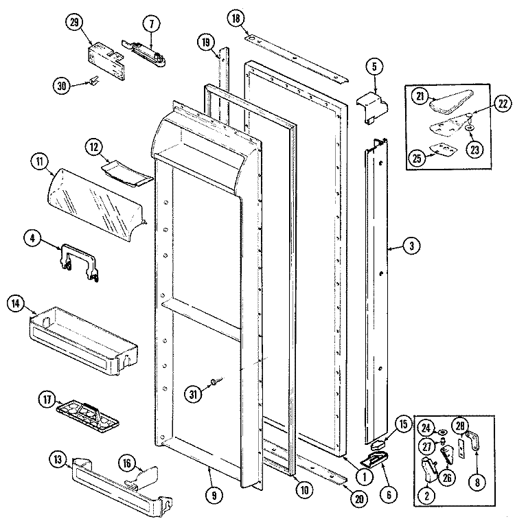 FRESH FOOD DOOR Diagram and Parts List for JRSDE247B DQ84A Jenn-Air Refrigerator