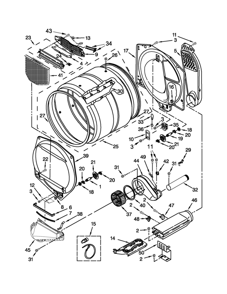 Bulkhead Parts Diagram and Parts List for 7MMEDX550XW1  Maytag Dryer