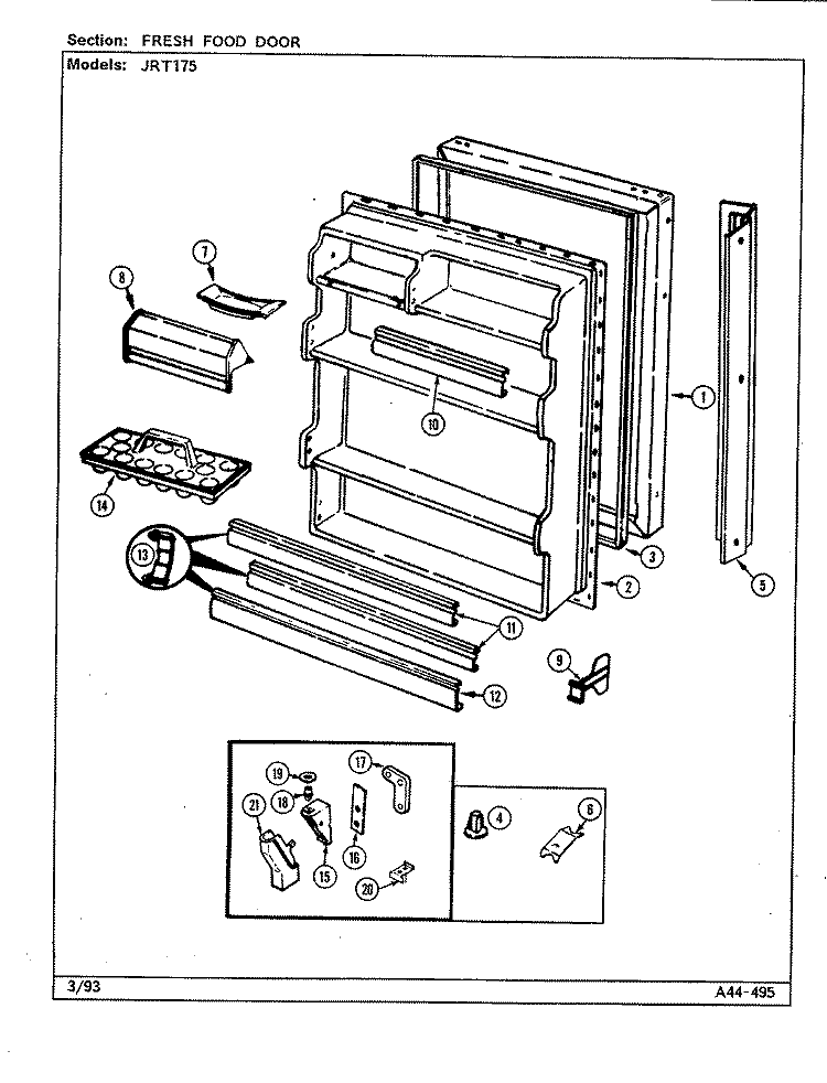 FRESH FOOD DOOR (B / M DJ24A) Diagram and Parts List for JRT175A DJ23A Jenn-Air Refrigerator