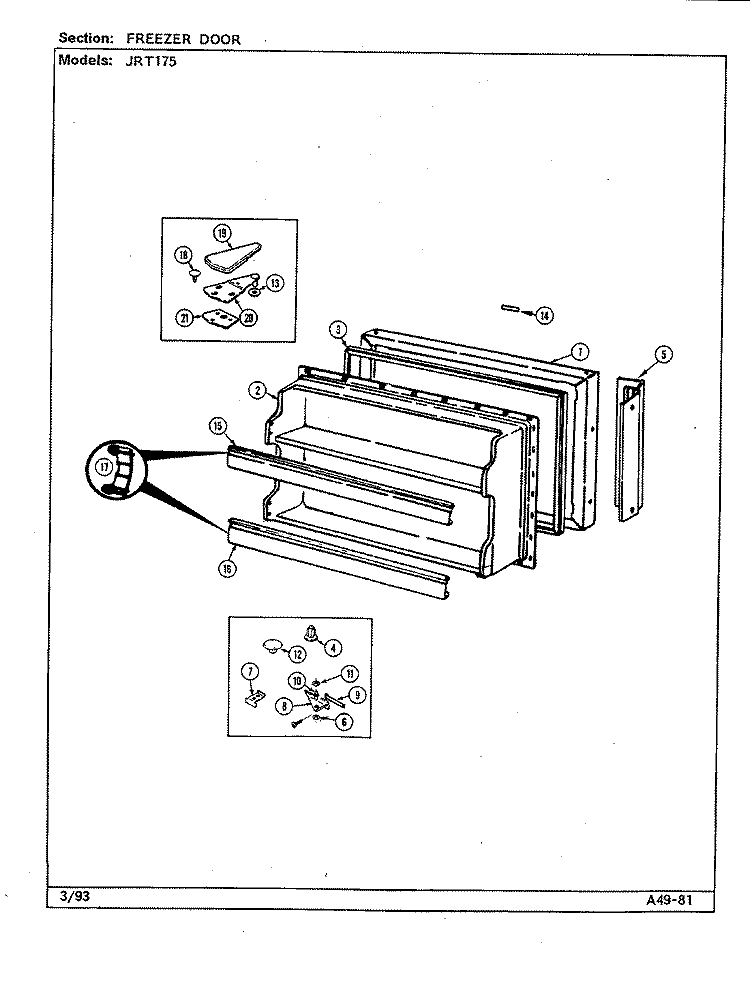 FREEZER DOOR (B / M DJ24A) Diagram and Parts List for JRT175A DJ23A Jenn-Air Refrigerator