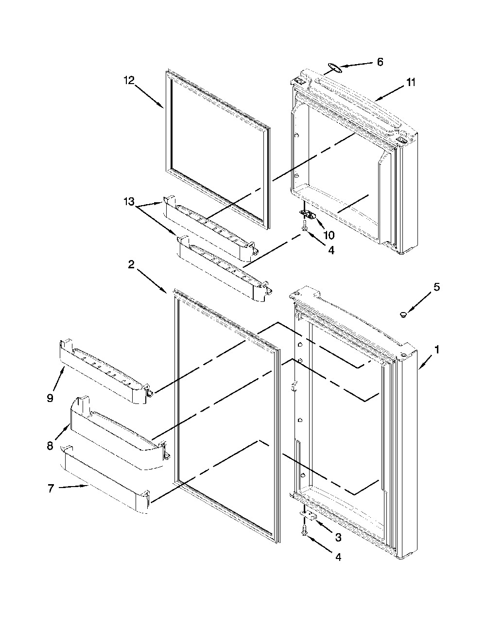 Door Parts Diagram and Parts List for 10676399410  Kenmore Refrigerator